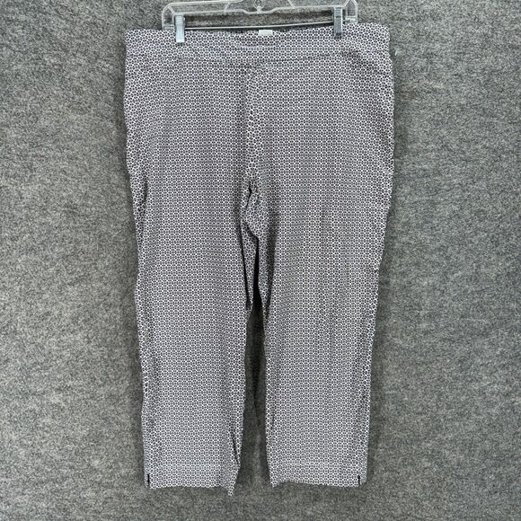 Cathy Daniels Cropped Pants Women XL Black Geometric High Rise Flat Front PullOn - Picture 1 of 7